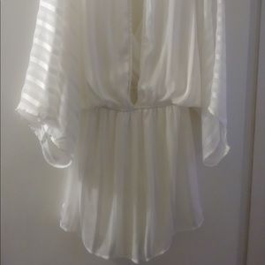 White sheer silk romper